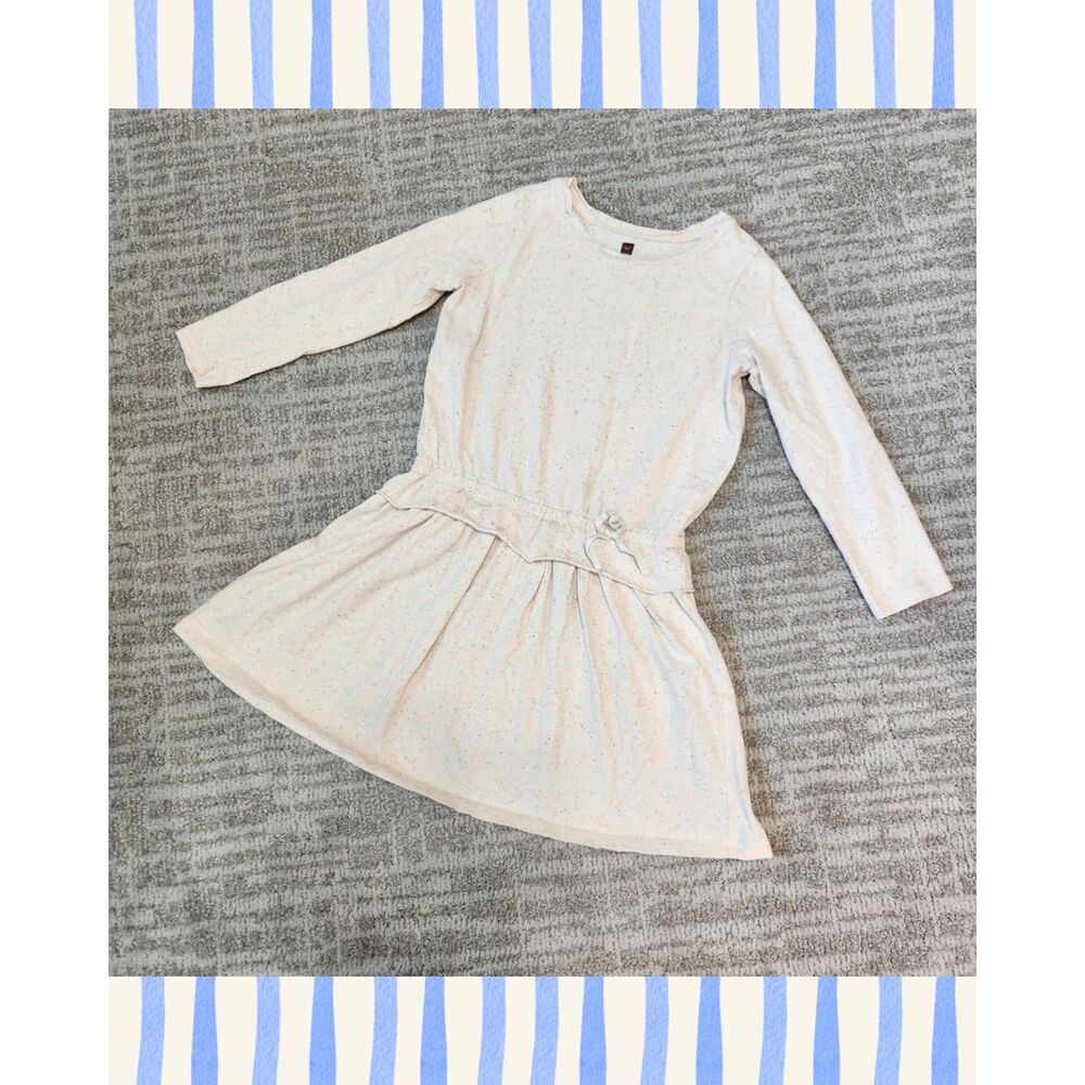 Tea Collection Ayr Adventure long sleeve dress Neon Confetti cream size 8